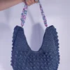 Μεγάλη Χειροποίητη Πλεκτή Τσάντα Bubble σε Μπλε Απόχρωση με Ακρυλική Αλυσίδα | CHRISARTI
