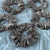 Scrunchie Λάστιχο μαλλιών δερματίνης snake print καφέ Large