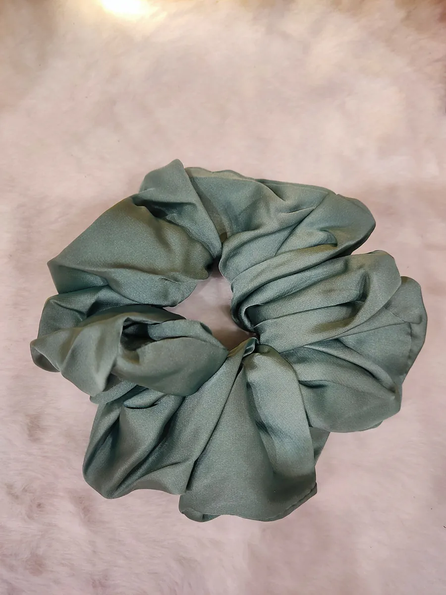 SCRUNCHIES-0008 Scrunchie Λάστιχο μαλλιών λεπτό σατέν βεραμάν Large
