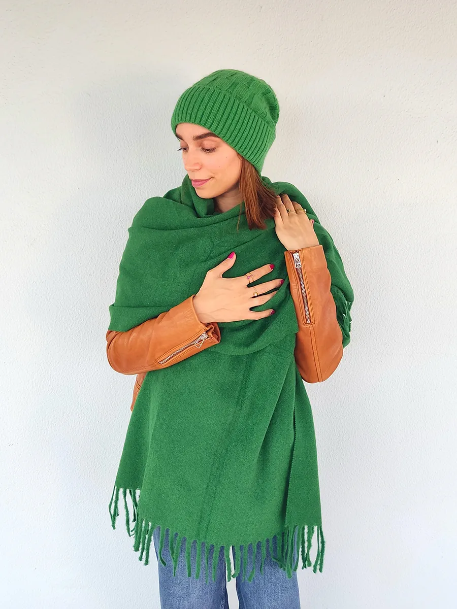 Πράσινη Πασμίνα CHRISARTI με Κρόσια