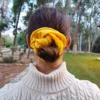 Scrunchie Λάστιχο μαλλιών βελούδινο κίτρινο Large