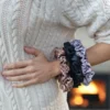 Scrunchie Λάστιχο μαλλιών δερματίνης μαύρο Large