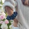 Scrunchie Λάστιχο μαλλιών δερματίνης μαύρο Large